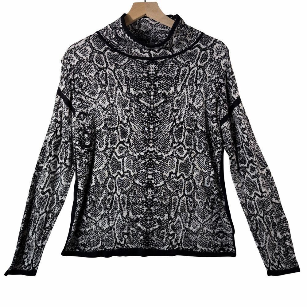 Ruby Rd. Women's Petite XL Long Sleeve Black White Cowl Neck Sweater Pullover